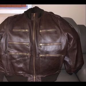 Warm Scott  NYC Brown Leather Coat.